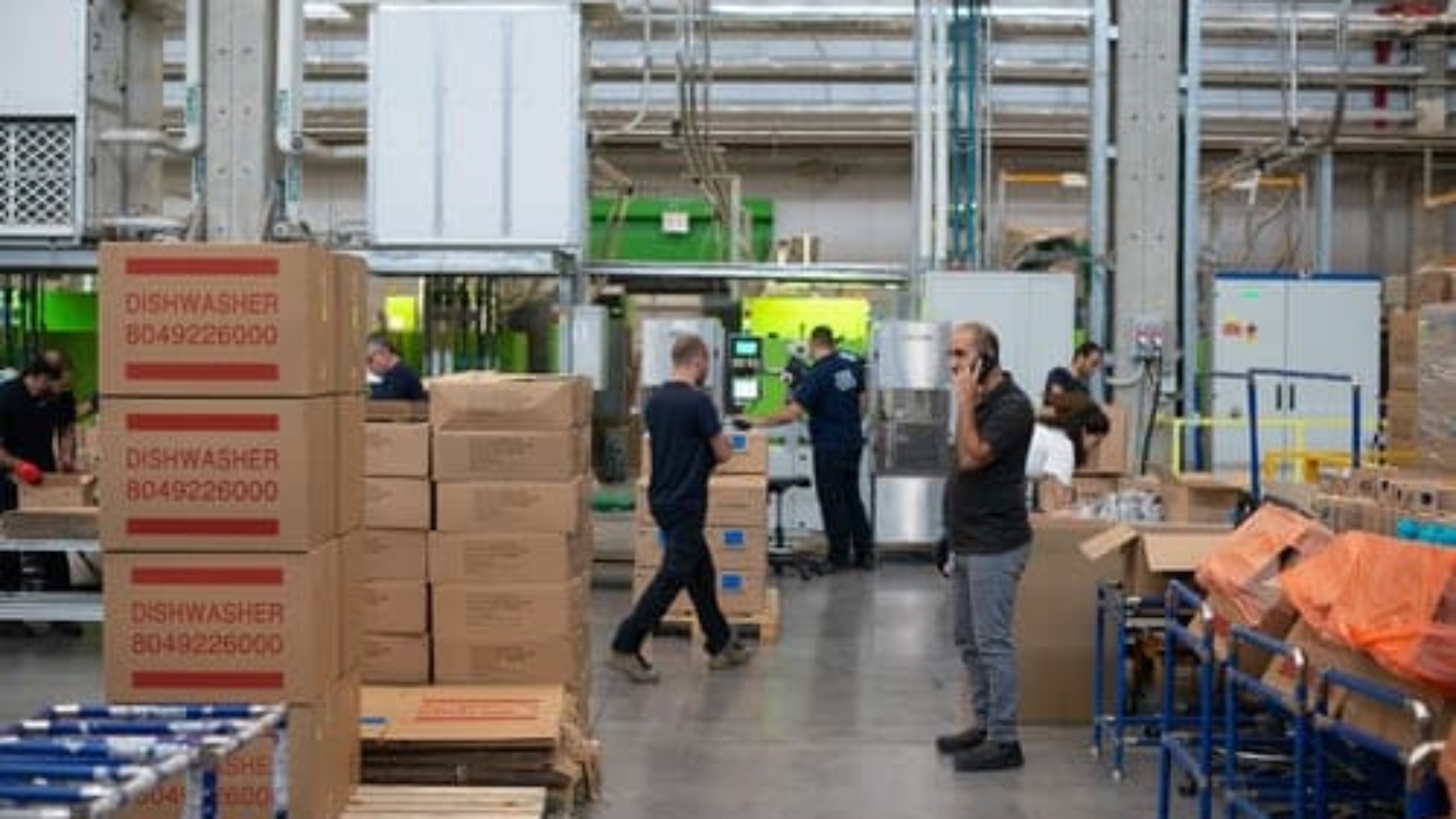 warehouse crew working and moving items