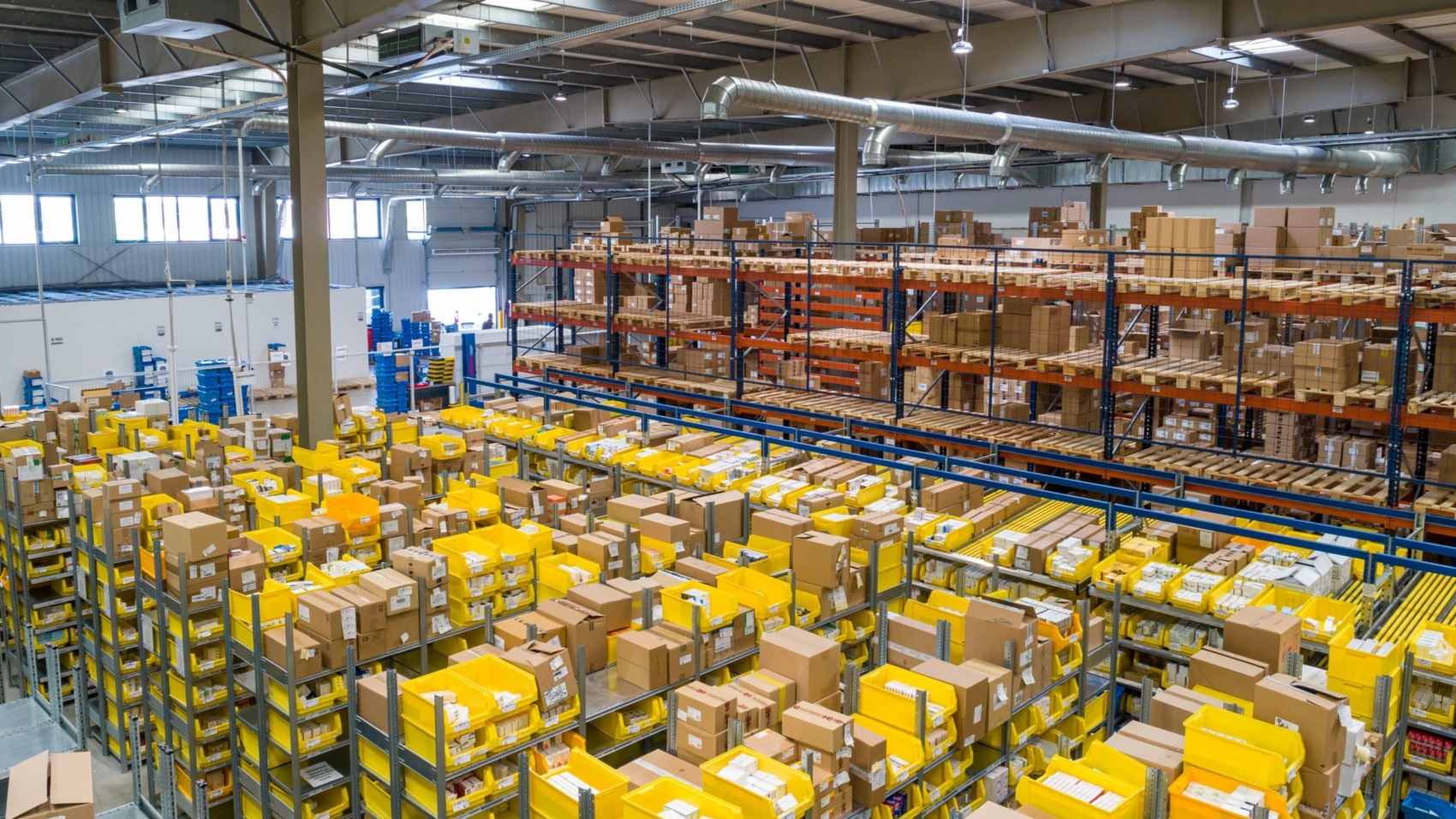 neatly stacked inventory in warehouse