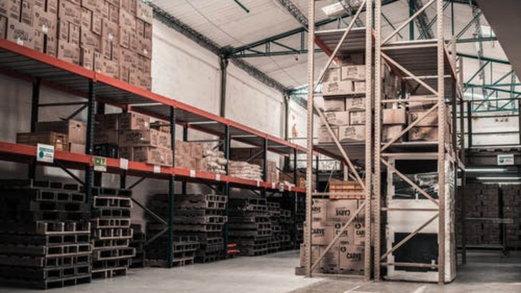 storage shelves full of boxes