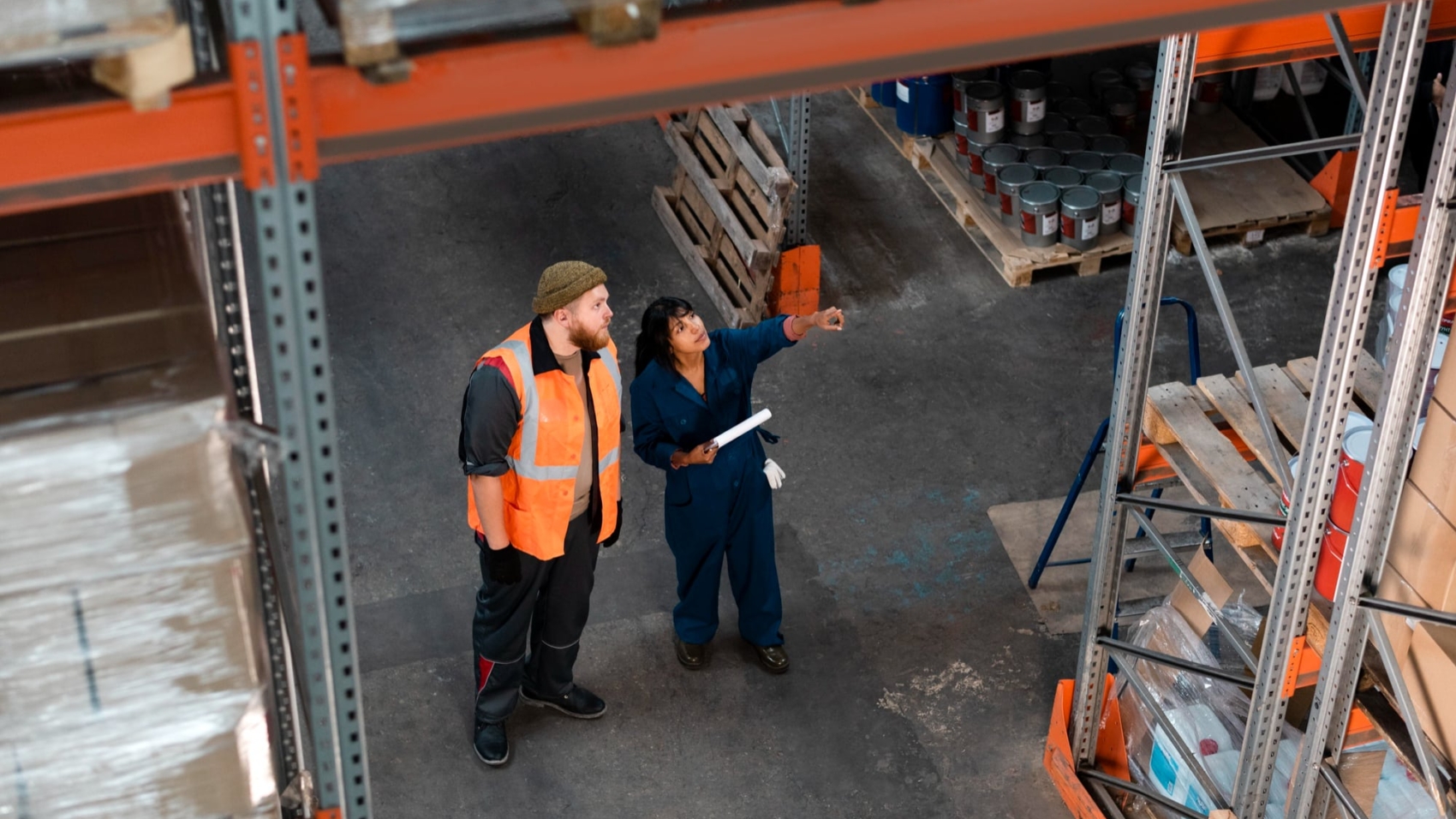 Male and Female in Warehouse
