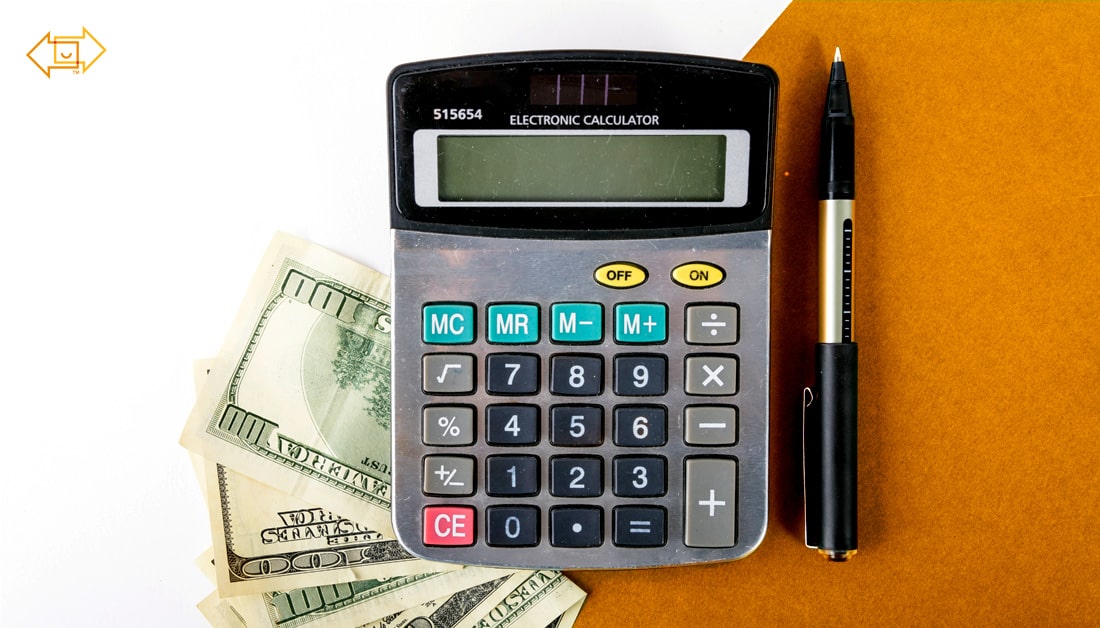 calculator on top of money