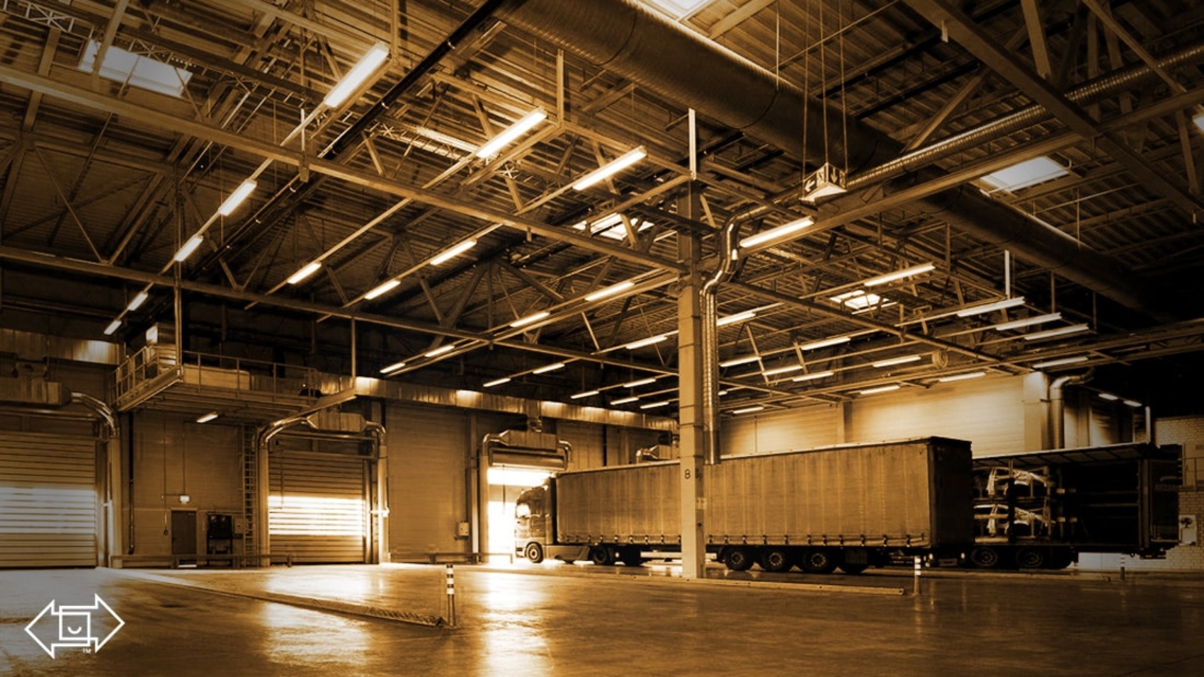 warehouse interior landscape with one truck