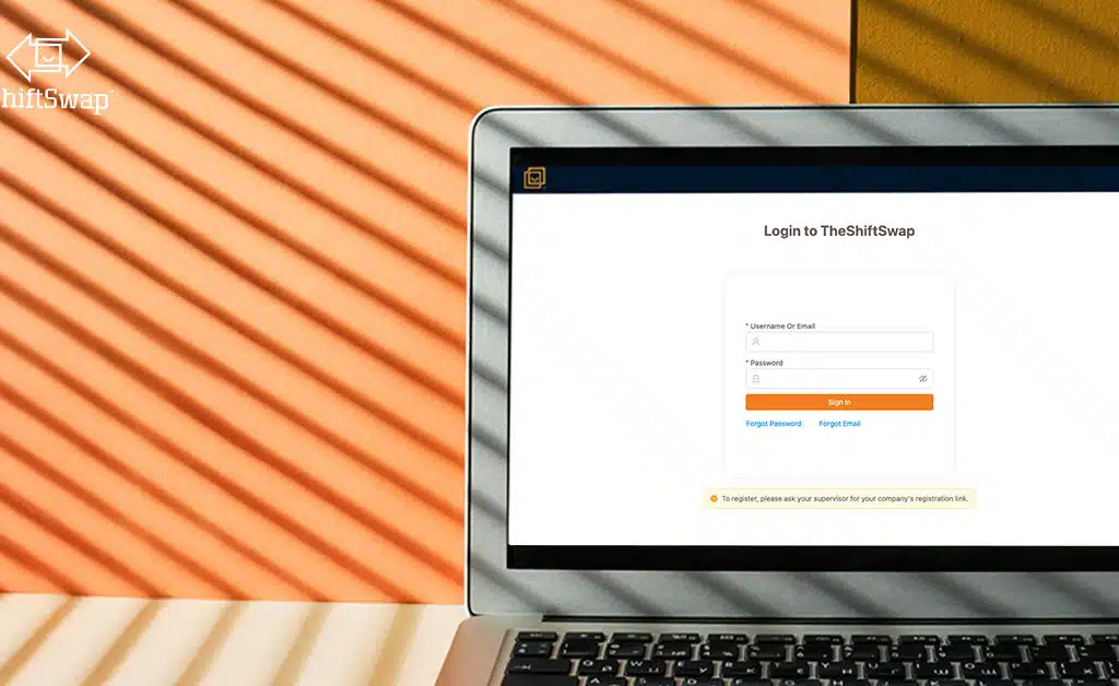 shiftswap login on laptop for digital workforce integration