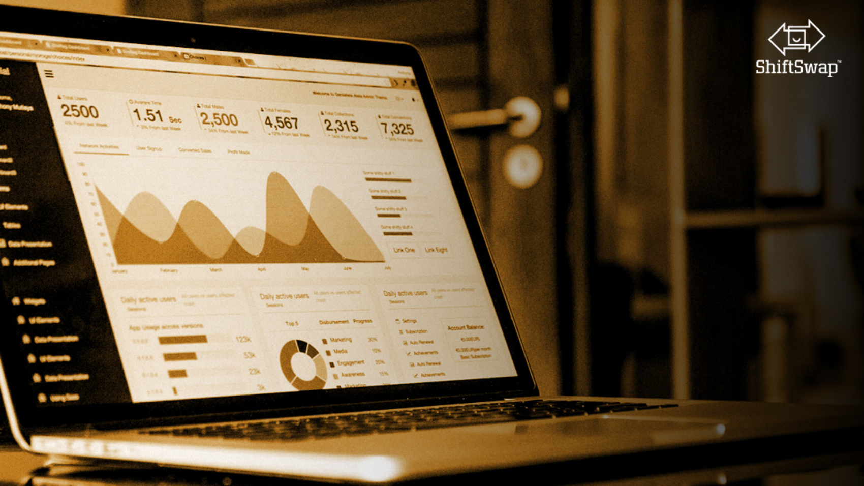 quality data on a laptop screen on a table