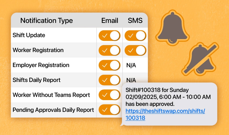 notification options, sound options, and email notification icons