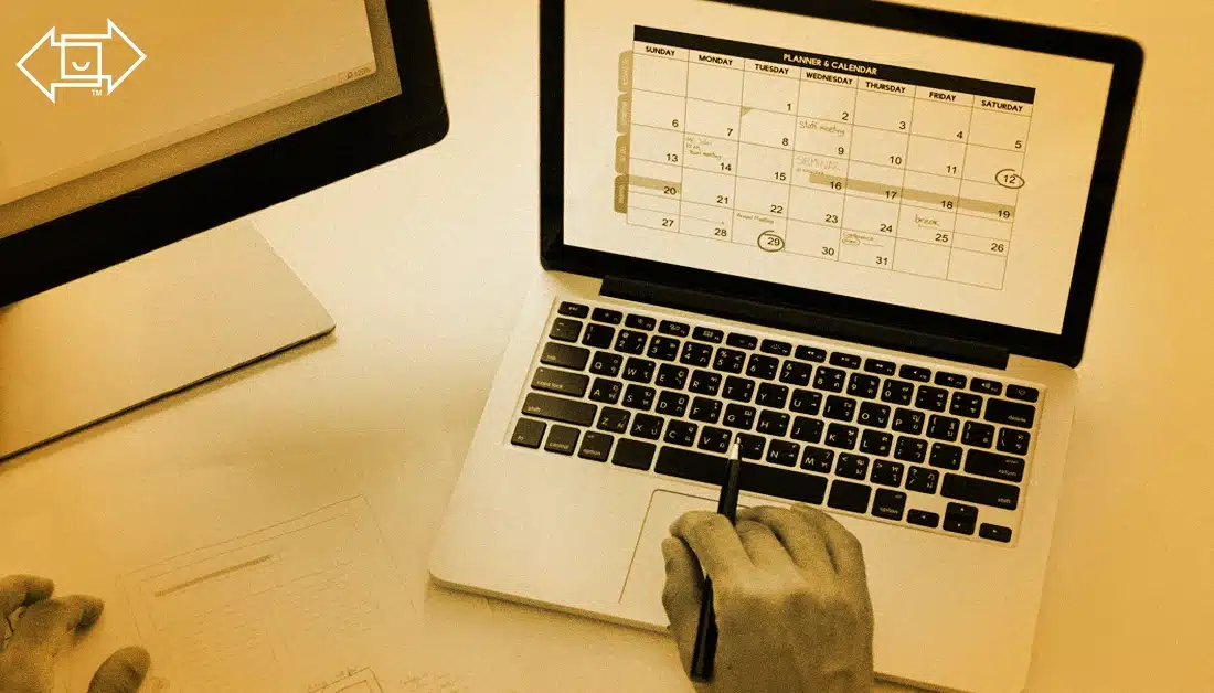 laptop with warehouse labor planning schedule on the screen