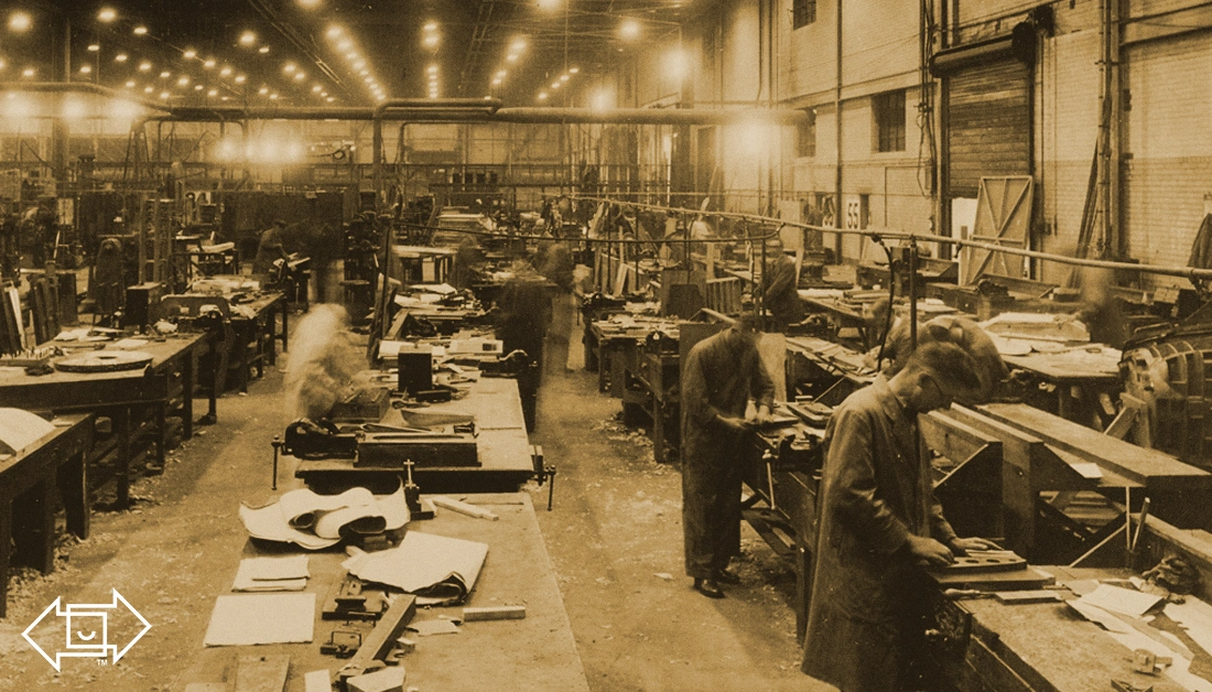 1900s interior of a workforce warehouse in American history
