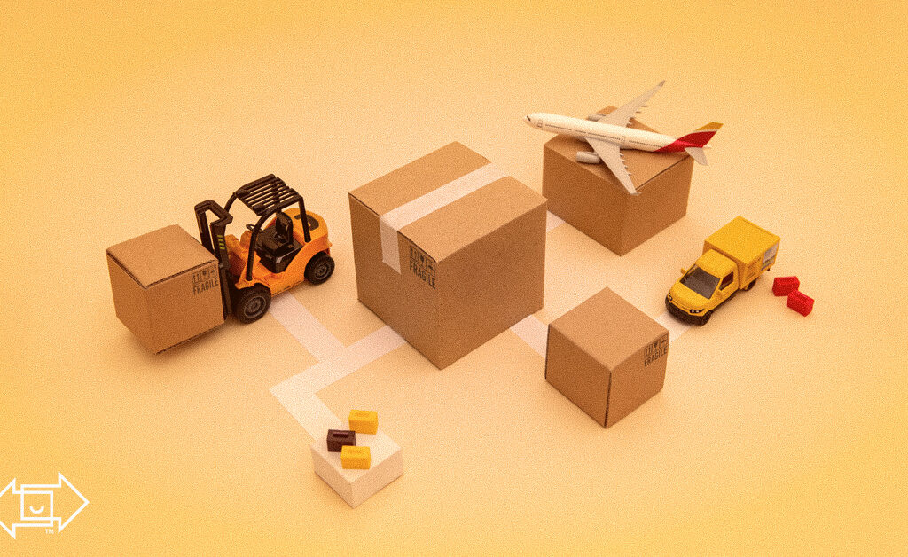boxes and tape representing the supply chain process